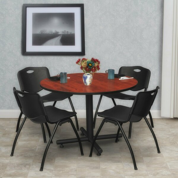 Kobe Round Tables > Breakroom Tables > Kobe Round Table & Chair Sets, 48 W, 48 L, 29 H, Cherry TKB48RNDCH47BK